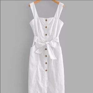 SHEIN white canvas midi dress